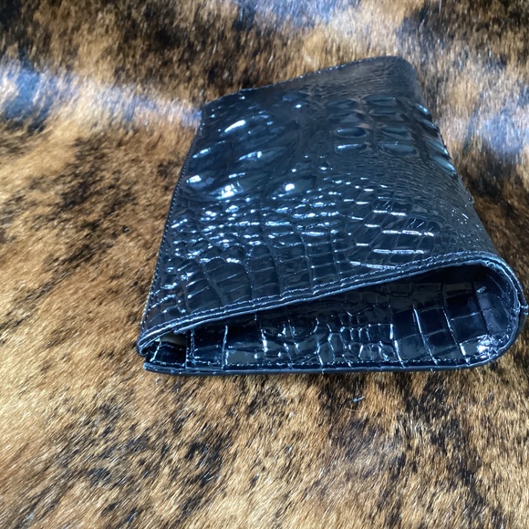 Brahmin Black Croc Print Wristlet/Clutch